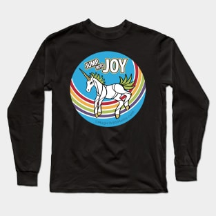 Jump into Joy Rainbow Unicorn — Dancing Uniquorn Illustration series Long Sleeve T-Shirt